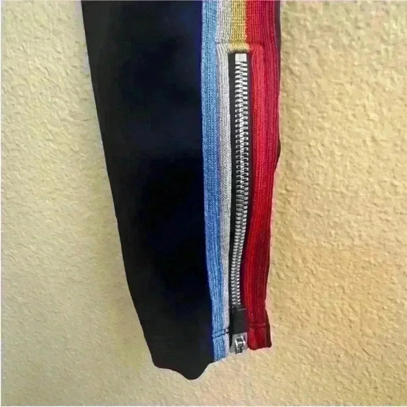 Spiritual Gangster "Rainbow Track Tight" Black With 5 Colored Stripes Small EUC - Picture 11 of 11